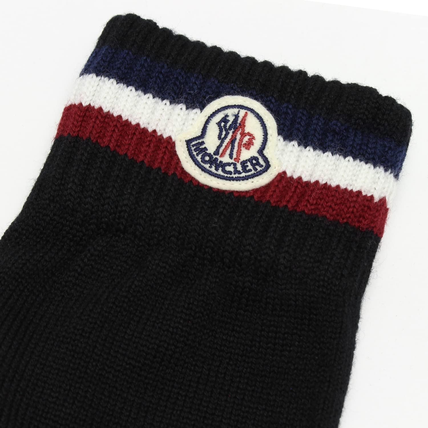 モンクレール] トリコロールライン ウールグローブ 手袋【ブラック